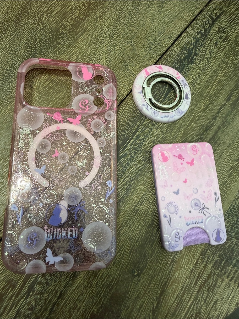 Velvet Caviar Pink Glitter Butterfly Phone Case with Ring and Card Holder